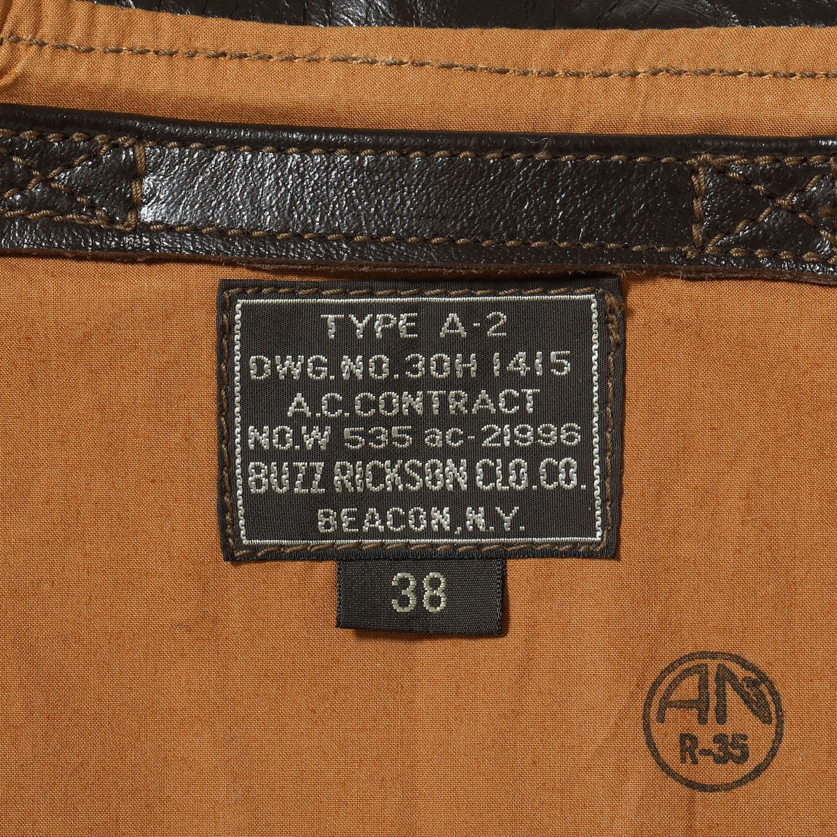 バズリクソンズ Lot No. BR80644 Type A-2 “CONTRACT No.W535 ac-21996 BUZZ RICKSON CLO.CO.”