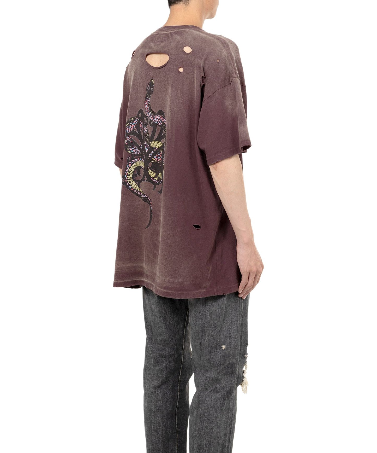 KAMIYA(カミヤ) “KMY-SNAKE” Distressed T-shirt G14TS080