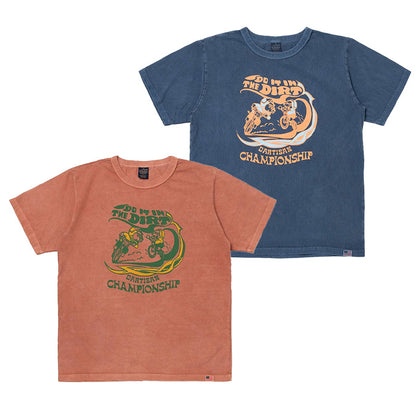 STUDIO_D'ARTISAN USAコットンピグメントダイTシャツ【8163A】:ネイビー/オレンジ