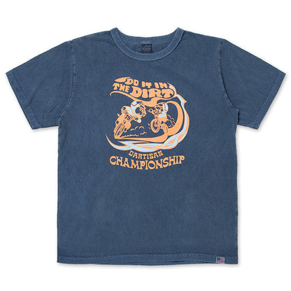 STUDIO_D'ARTISAN USAコットンピグメントダイTシャツ【8163A】:ネイビー/オレンジ