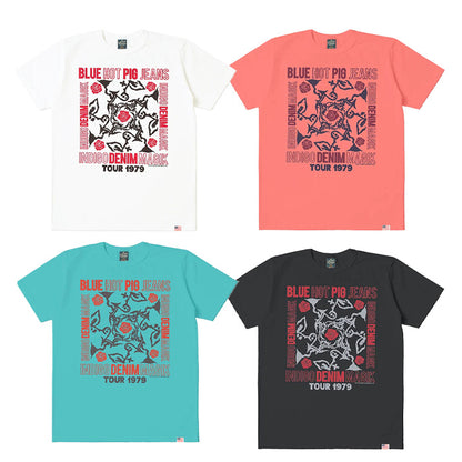 STUDIO_D'ARTISAN USAコットンプリントTシャツ【8167A】:ブラック/エメラルド/オレンジ/ホワイト