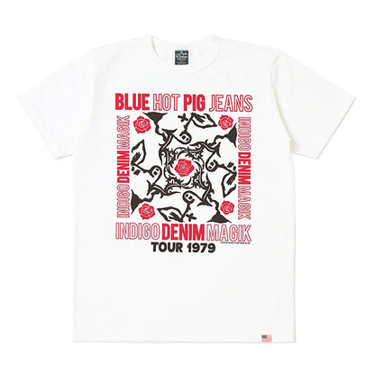 STUDIO_D'ARTISAN USAコットンプリントTシャツ【8167A】:ブラック/エメラルド/オレンジ/ホワイト