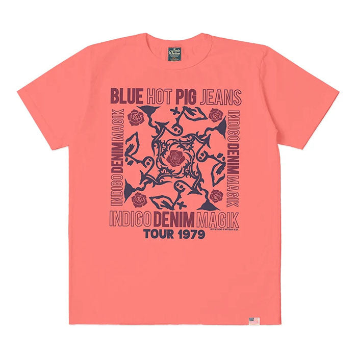 STUDIO_D'ARTISAN USAコットンプリントTシャツ【8167A】:ブラック/エメラルド/オレンジ/ホワイト