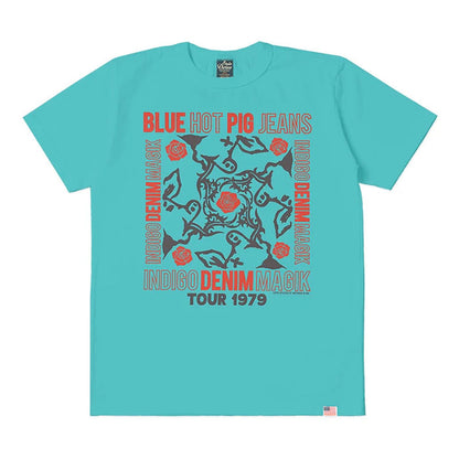 STUDIO_D'ARTISAN USAコットンプリントTシャツ【8167A】:ブラック/エメラルド/オレンジ/ホワイト