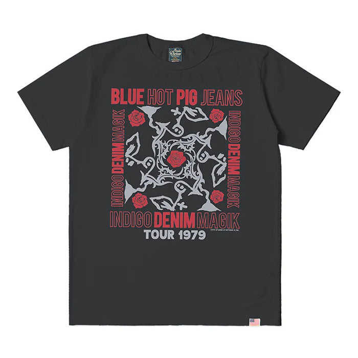 STUDIO_D'ARTISAN USAコットンプリントTシャツ【8167A】:ブラック/エメラルド/オレンジ/ホワイト