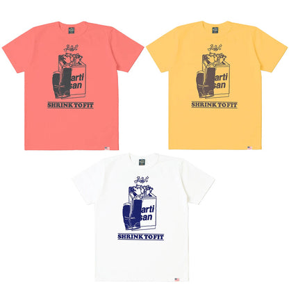 STUDIO_D'ARTISAN USAコットンプリントTシャツ【8167B】:ホワイト/イエロー/オレンジ