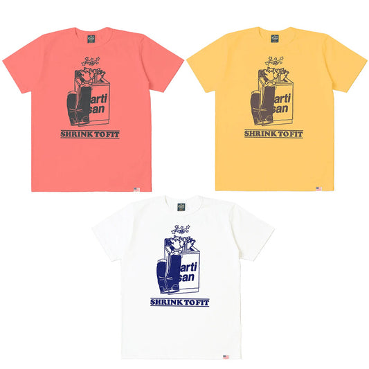 STUDIO_D'ARTISAN USAコットンプリントTシャツ【8167B】:ホワイト/イエロー/オレンジ