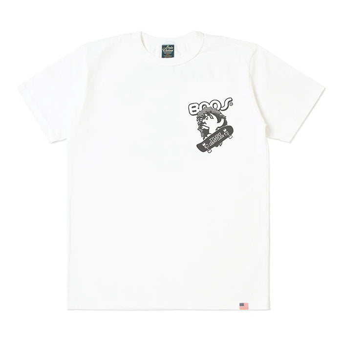 STUDIO_D'ARTISAN USAコットンプリントTシャツ【8168A】:ホワイト/ネイビー/エメラルド/オレンジ