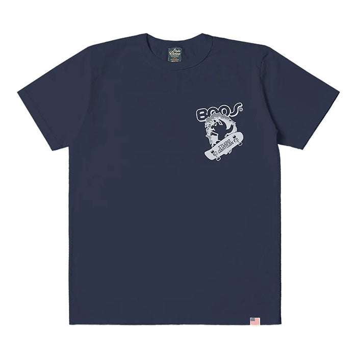 STUDIO_D'ARTISAN USAコットンプリントTシャツ【8168A】:ホワイト/ネイビー/エメラルド/オレンジ