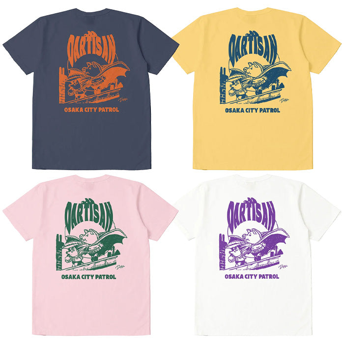 STUDIO_D'ARTISAN USAコットンプリントTシャツ【8180B】:ホワイト/ピンク/イエロー/ネイビー