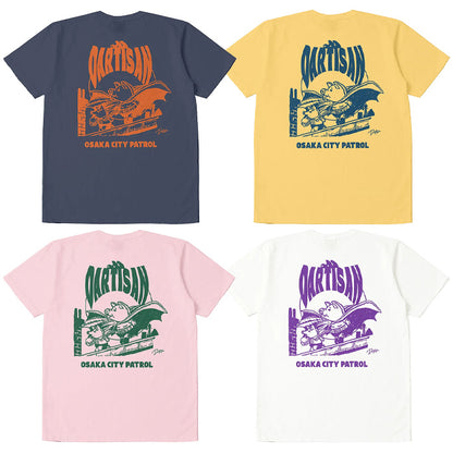 STUDIO_D'ARTISAN USAコットンプリントTシャツ【8180B】:ホワイト/ピンク/イエロー/ネイビー