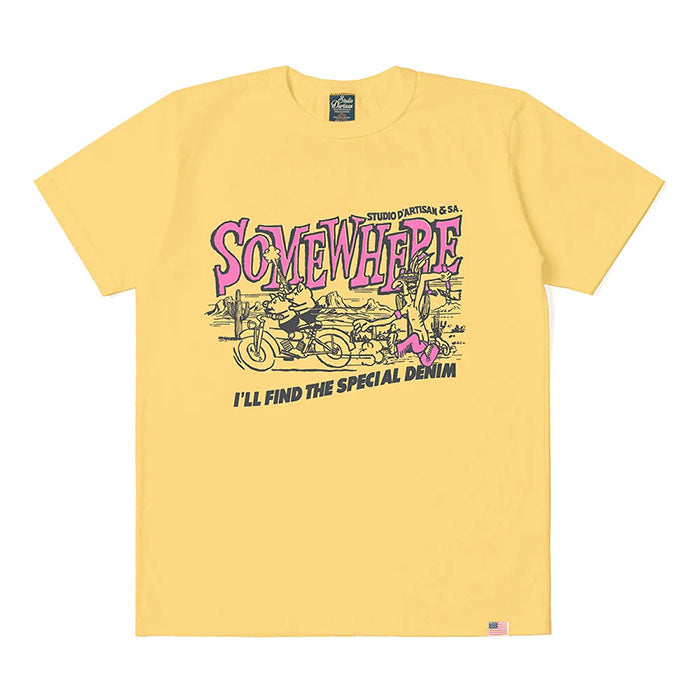 STUDIO_D'ARTISAN USAコットンピグメントダイTシャツ【8181B】:ホワイト/ピンク/イエロー/ブラック