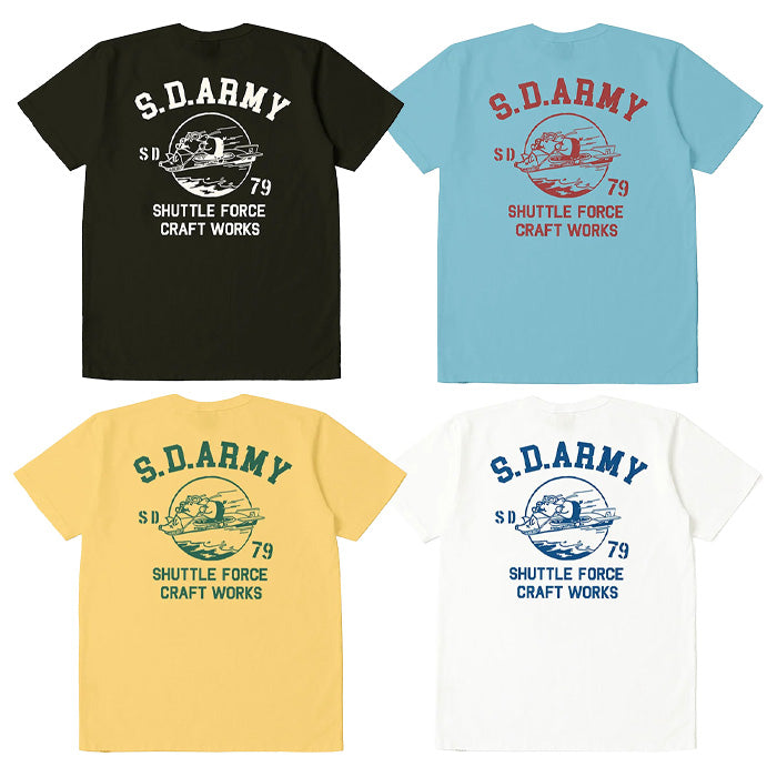 STUDIO_D'ARTISAN USAコットンプリントTシャツ【8182B】:ホワイト/ブラック/ブルー/イエロー