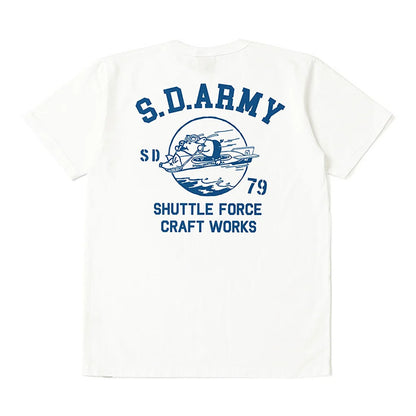 STUDIO_D'ARTISAN USAコットンプリントTシャツ【8182B】:ホワイト/ブラック/ブルー/イエロー