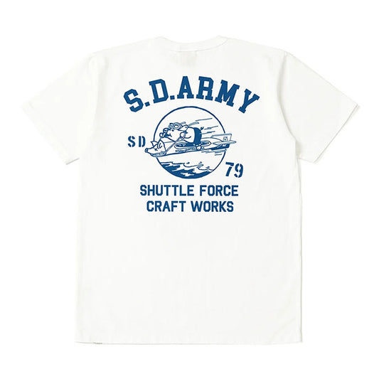 STUDIO_D'ARTISAN USAコットンプリントTシャツ【8182B】:ホワイト/ブラック/ブルー/イエロー