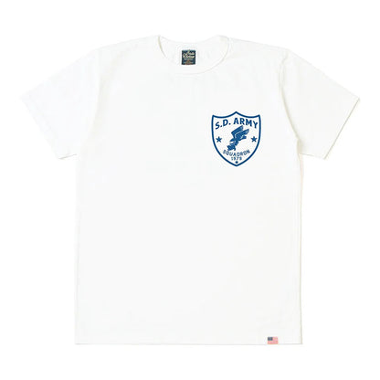 STUDIO_D'ARTISAN USAコットンプリントTシャツ【8182B】:ホワイト/ブラック/ブルー/イエロー