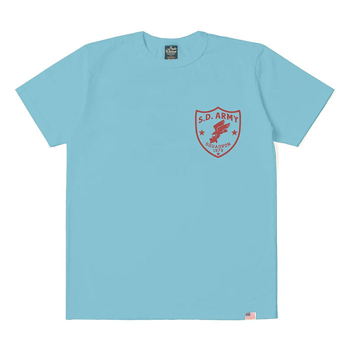 STUDIO_D'ARTISAN USAコットンプリントTシャツ【8182B】:ホワイト/ブラック/ブルー/イエロー