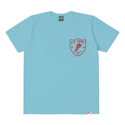 STUDIO_D'ARTISAN USAコットンプリントTシャツ【8182B】:ホワイト/ブラック/ブルー/イエロー
