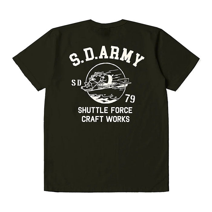 STUDIO_D'ARTISAN USAコットンプリントTシャツ【8182B】:ホワイト/ブラック/ブルー/イエロー