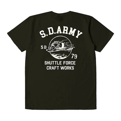STUDIO_D'ARTISAN USAコットンプリントTシャツ【8182B】:ホワイト/ブラック/ブルー/イエロー