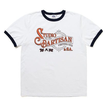 STUDIO_D'ARTISAN プリントリンガーTシャツ【8177】:ホワイト×ネイビー/イエロー×ネイビー/杢グレー×レッド