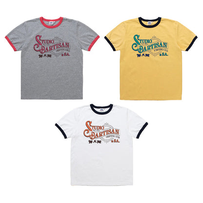 STUDIO_D'ARTISAN プリントリンガーTシャツ【8177】:ホワイト×ネイビー/イエロー×ネイビー/杢グレー×レッド