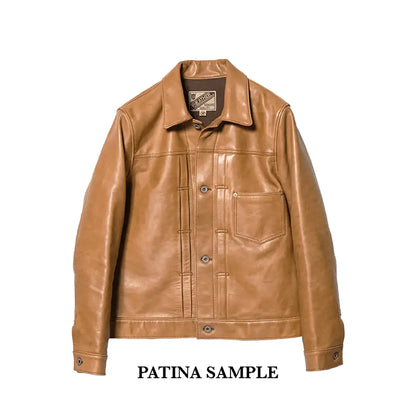 PERSIMMON TANNIN DYED HORSE WWII TYPE JEAN JACKET