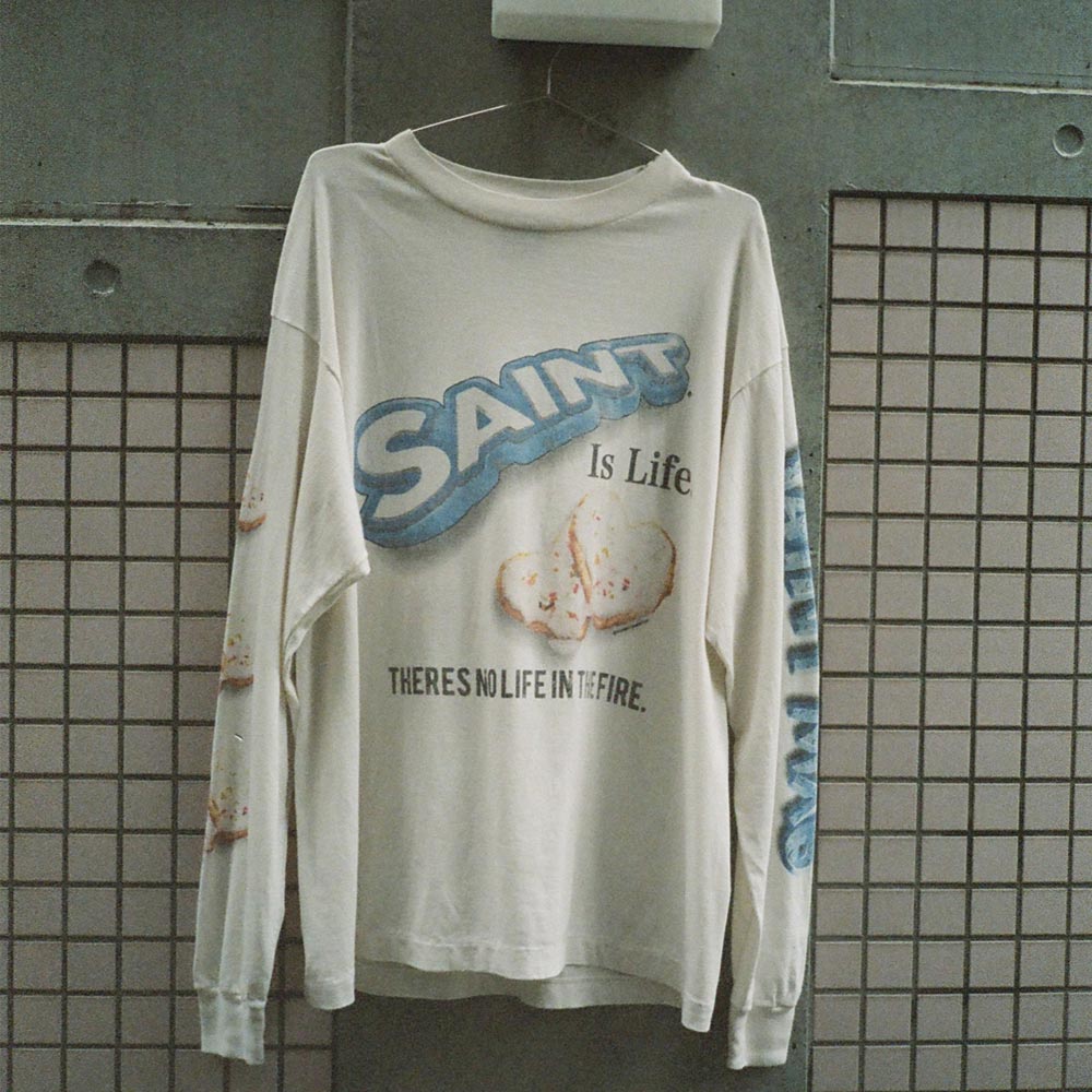 セントマイケル SM-YS1-0000-C39 SA_LS TEE / HEART CKIE / WHT メンズ ハートクッキー ホワイト ロンT