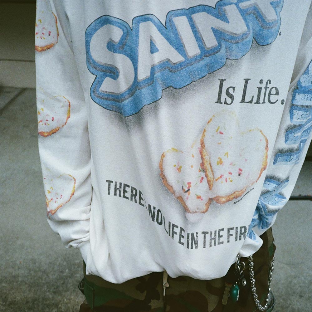 セントマイケル SM-YS1-0000-C39 SA_LS TEE / HEART CKIE / WHT メンズ ハートクッキー ホワイト ロンT