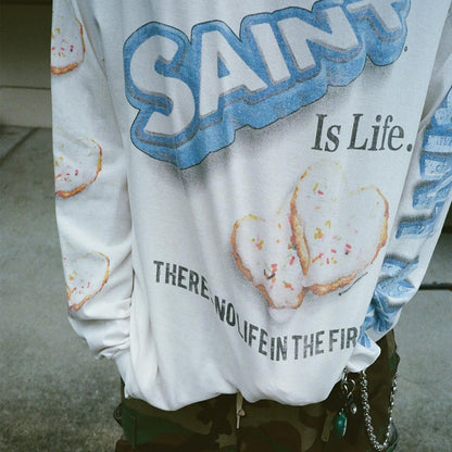 セントマイケル SM-YS1-0000-C39 SA_LS TEE / HEART CKIE / WHT メンズ ハートクッキー ホワイト ロンT