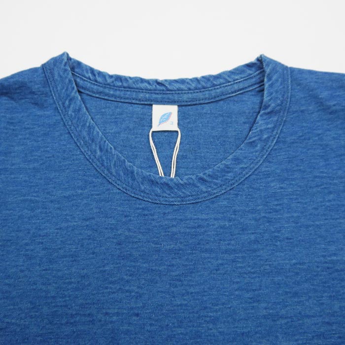 ピュアブルージャパン SS-5011-GRE Indigo Jersey Crew Neck T-s Greencast Indigo インディゴ天竺クルーネックTシャツ グリーンキャストインディゴ 無地 半袖 カットソー リーフ刺繍