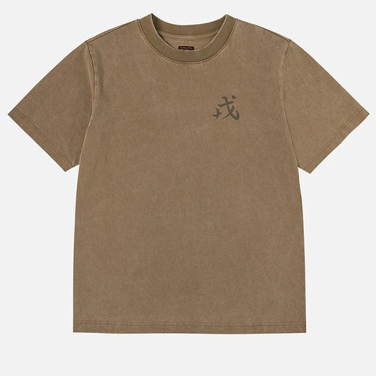 EVISU カモメプリントリラックスフィットTシャツ:カーキ