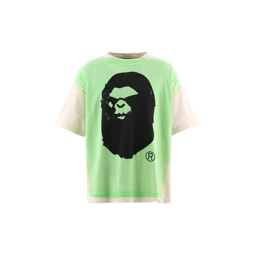 SAINT Mxxxxxx(セントマイケル)×A BATHING APE®(アベイシングエイプ) SM-HR1-0000-C34 / BAPE_SS TEE / HANDPRINT /WHT+GRN