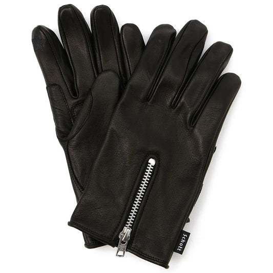 ZIP LEATHER GLOVE/ジップレザーグローブ:ブラック