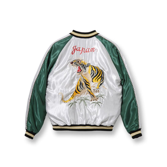 テーラー東洋 Lot No. TT14892-190 Early 1950s Style Acetate Souvenir Jacket “ROARING TIGER” × “LANDSCAPE” シルバー ブラック