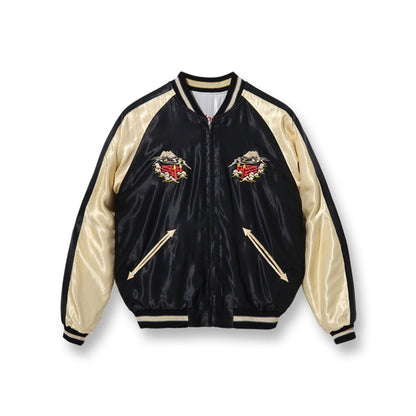 テーラー東洋 Lot No. TT14892-190 Early 1950s Style Acetate Souvenir Jacket “ROARING TIGER” × “LANDSCAPE” シルバー ブラック