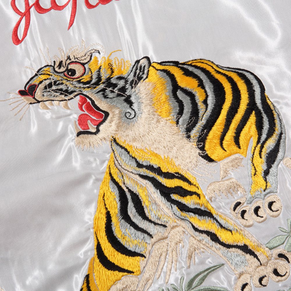 テーラー東洋 Lot No. TT14892-190 Early 1950s Style Acetate Souvenir Jacket “ROARING TIGER” × “LANDSCAPE” シルバー ブラック