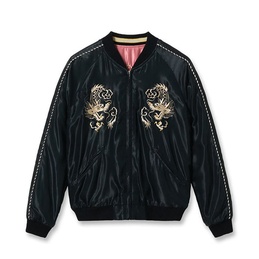 TAILOR TOYO Lot No. TT15972-219 / Mid 1950s Style Acetate Souvenir Jacket “WHITE DRAGON” × “TIGER HEAD”