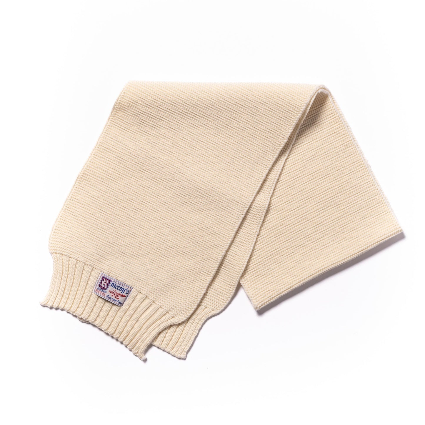 SCARF, WOOL-KNIT:ECRU