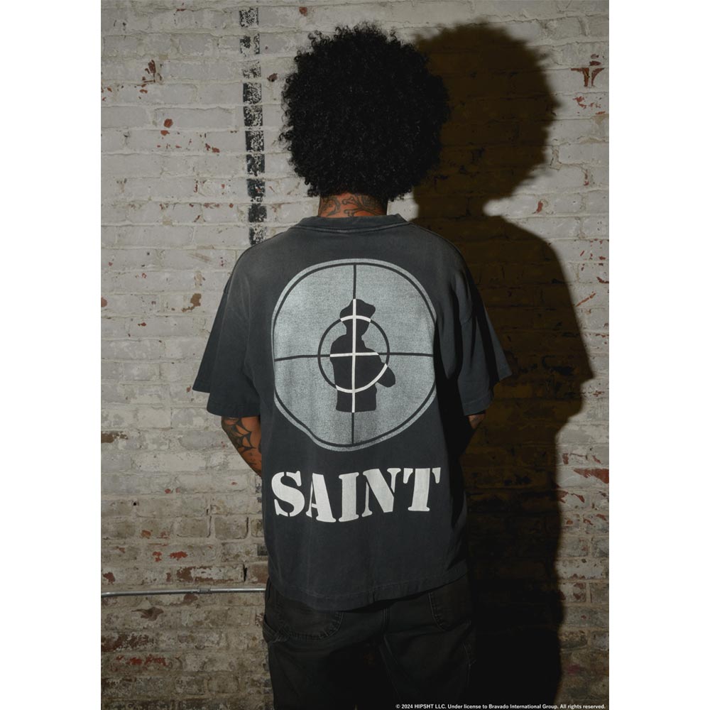 セントマイケル SM-YS1-0000-C18 SS TEE / SNT ENEMY / BLK メンズ Public Enemy コラボ プリント Tシャツ