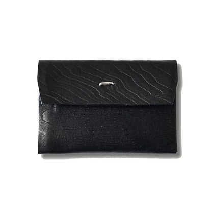 POST O'ALLS (ポストオーバーオールズ) #4212-PLB Plywood Leather Card Case : cow leather black