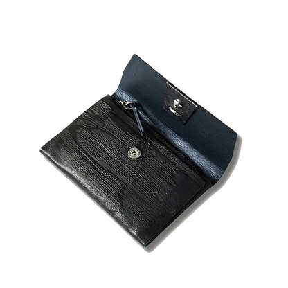 POST O'ALLS (ポストオーバーオールズ) #4212-PLB Plywood Leather Card Case : cow leather black