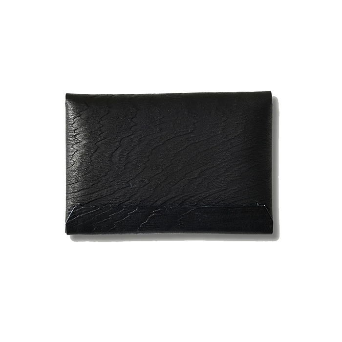 POST O'ALLS (ポストオーバーオールズ) #4212-PLB Plywood Leather Card Case : cow leather black