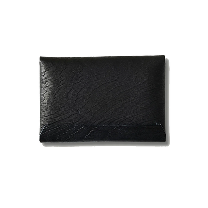 POST O'ALLS (ポストオーバーオールズ) #4212-PLB Plywood Leather Card Case : cow leather black