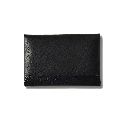 POST O'ALLS (ポストオーバーオールズ) #4212-PLB Plywood Leather Card Case : cow leather black