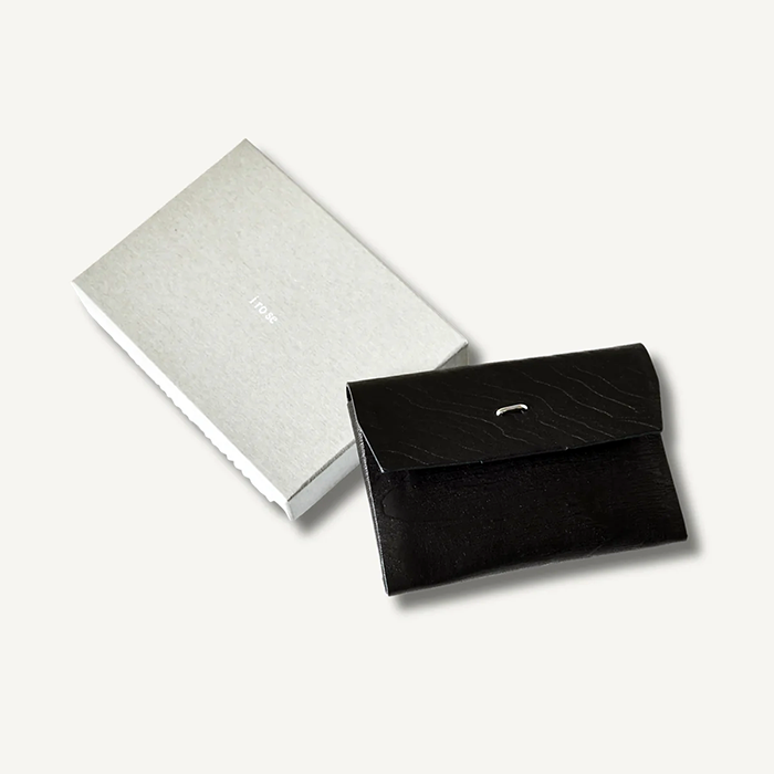 POST O'ALLS (ポストオーバーオールズ) #4212-PLB Plywood Leather Card Case : cow leather black