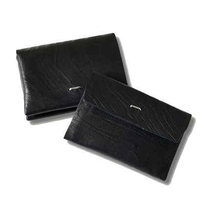 POST O'ALLS (ポストオーバーオールズ) #4212-PLB Plywood Leather Card Case : cow leather black