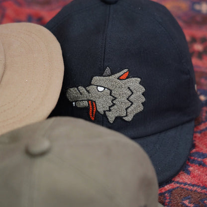 ミスターファットマン 5233005 Wolf HandChainStitch cap BLACK ウルフトリプルコラボレーションキャップ 帽子 ブラック メンズ