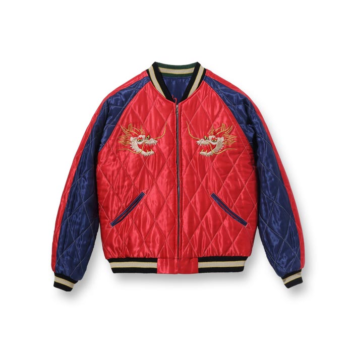 テーラー東洋 Lot No. TT15174-128 / Mid 1950s Style Acetate Quilted Souvenir Jacket “DRAGON & TIGER” × “FLYING DRAGON”