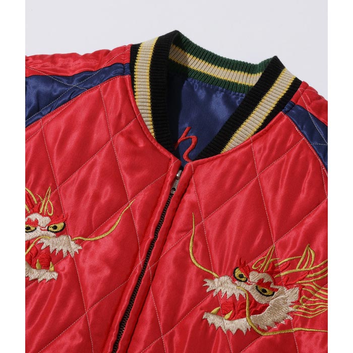 テーラー東洋 Lot No. TT15174-128 / Mid 1950s Style Acetate Quilted Souvenir Jacket “DRAGON & TIGER” × “FLYING DRAGON”